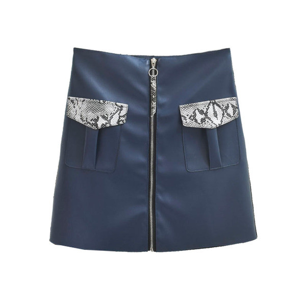 Aktuális női bőrszoknya cipzárral és zsebekkel több színben