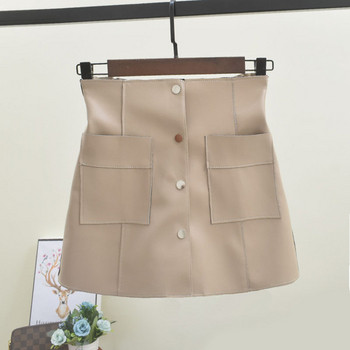 Bőr női szoknya gombokkal és zsebekkel több színben