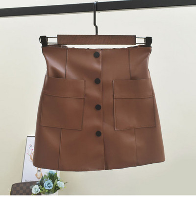 Bőr női szoknya gombokkal és zsebekkel több színben