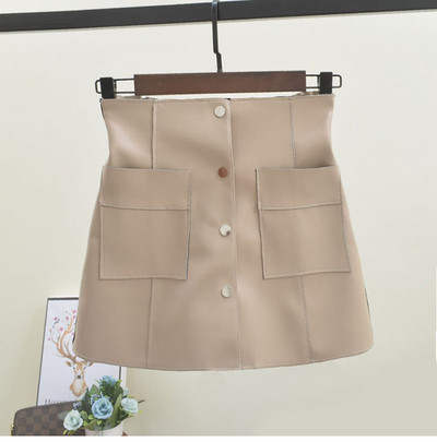Bőr női szoknya gombokkal és zsebekkel több színben