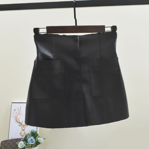 Bőr női szoknya gombokkal és zsebekkel több színben