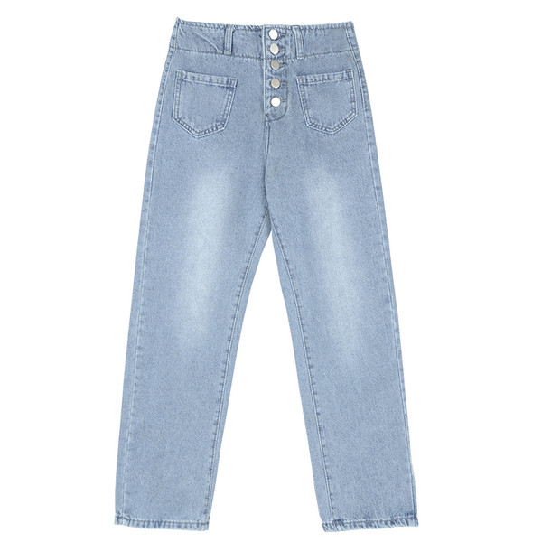 Női alkalmi farmer magas derékkal, kék színben