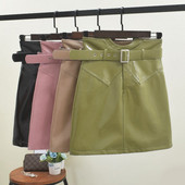 Modern női bőrszoknya övvel több színben