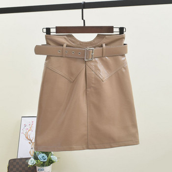 Modern női bőrszoknya övvel több színben