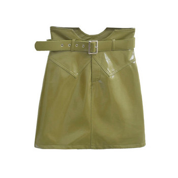 Modern női bőrszoknya övvel több színben