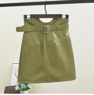 Modern női bőrszoknya övvel több színben