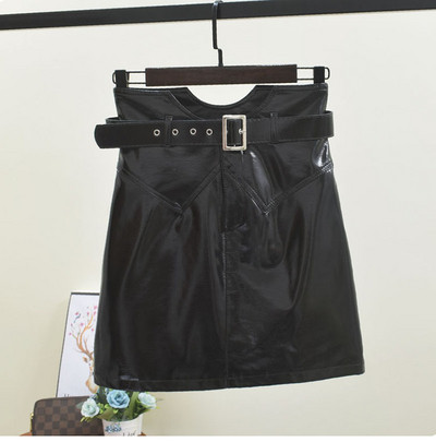 Modern női bőrszoknya övvel több színben