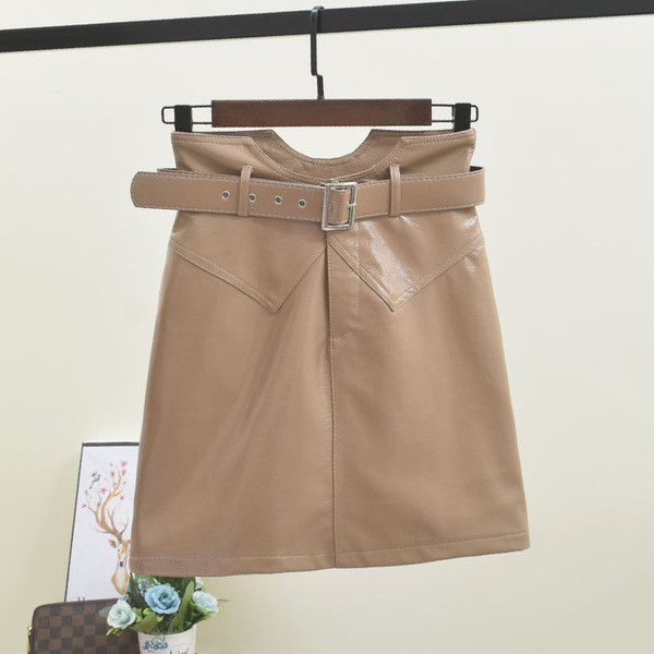 Modern női bőrszoknya övvel több színben