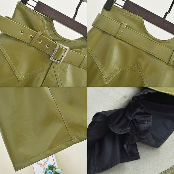 Modern női bőrszoknya övvel több színben