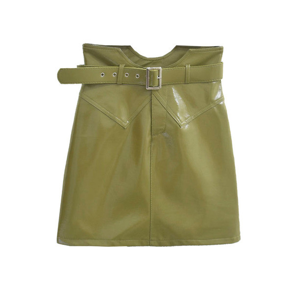 Modern női bőrszoknya övvel több színben