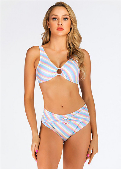 ÚJ modell női kétrészes fürdőruha magas derékkal és fém elemmel