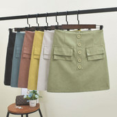 Női alkalmi szoknya gombokkal és zsebekkel több színben