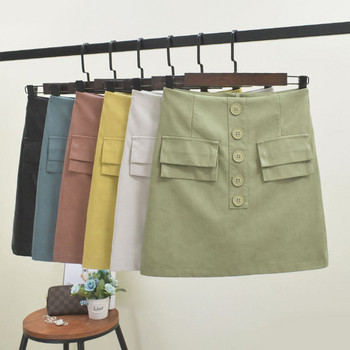 Női alkalmi szoknya gombokkal és zsebekkel több színben