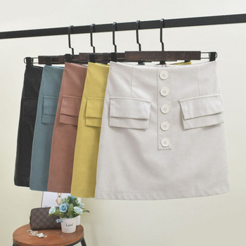 Női alkalmi szoknya gombokkal és zsebekkel több színben