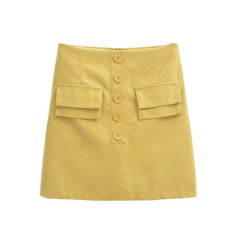 Női alkalmi szoknya gombokkal és zsebekkel több színben