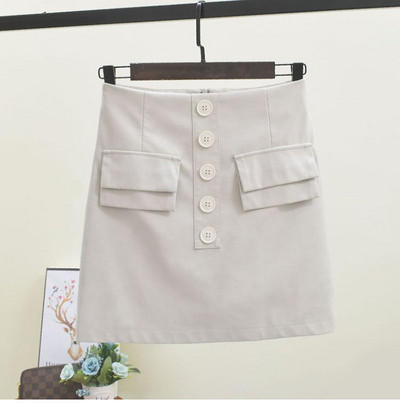 Női alkalmi szoknya gombokkal és zsebekkel több színben