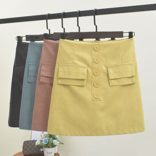 Női alkalmi szoknya gombokkal és zsebekkel több színben