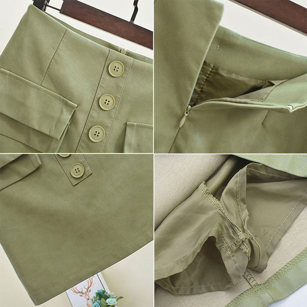 Női alkalmi szoknya gombokkal és zsebekkel több színben