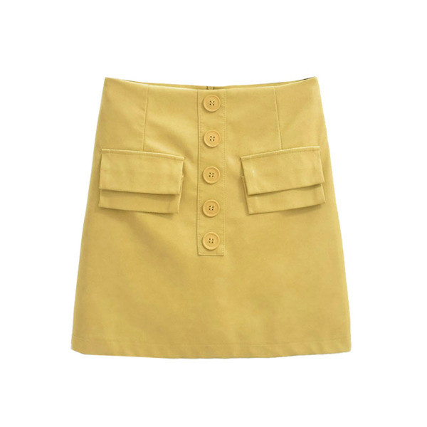 Női alkalmi szoknya gombokkal és zsebekkel több színben