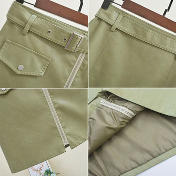 Női szoknya cipzárral és övvel több színben