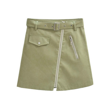 Női szoknya cipzárral és övvel több színben