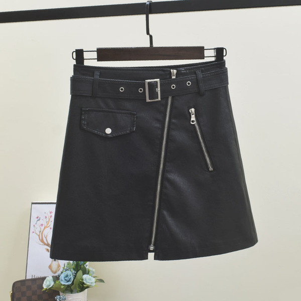 Női szoknya cipzárral és övvel több színben