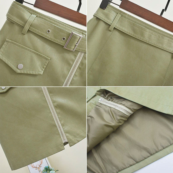 Női szoknya cipzárral és övvel több színben