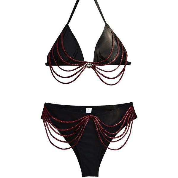 Új modell női fürdőruha háromszög felsővel, fekete színben