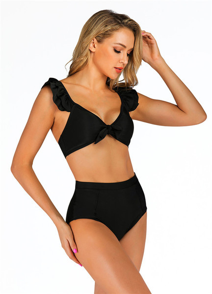 ÚJ modell női kétrészes fürdőruha magas derékkal, fekete színben
