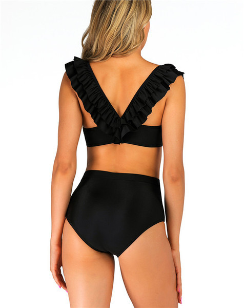 ÚJ modell női kétrészes fürdőruha magas derékkal, fekete színben