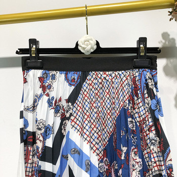 Redős női szoknya rugalmas derékkal, színes mintával