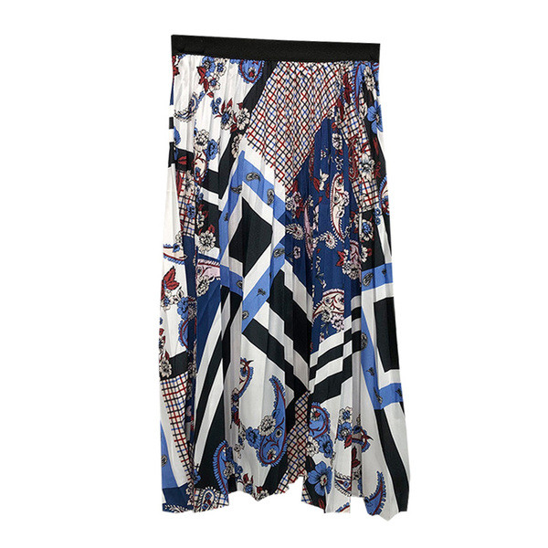 Redős női szoknya rugalmas derékkal, színes mintával