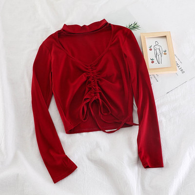 Modern női blúz, hosszú ujjú fehér, piros és fekete színben