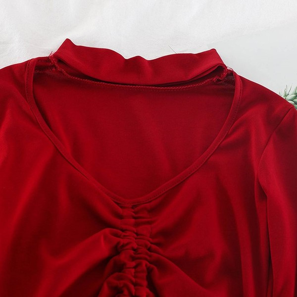 Modern női blúz, hosszú ujjú fehér, piros és fekete színben