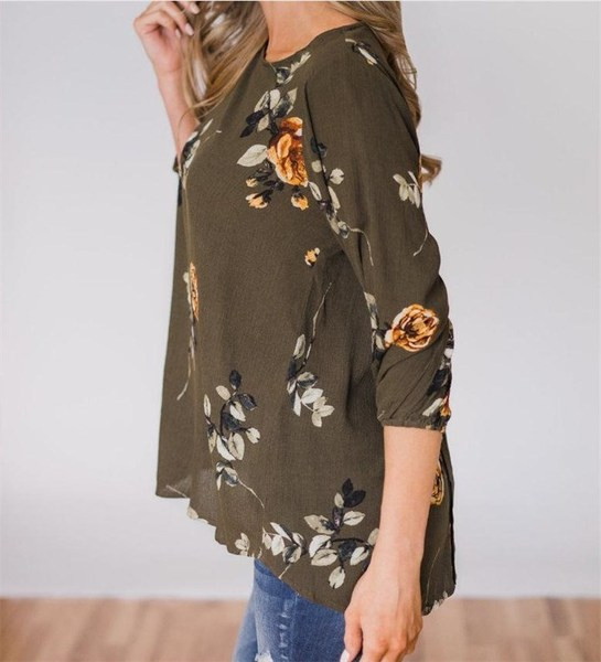 Női hétköznapi blúz, hosszú ujjú zöld színben