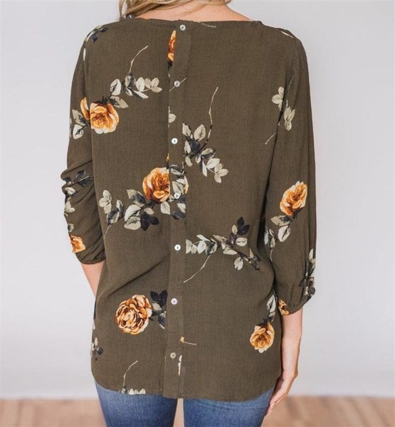 Női hétköznapi blúz, hosszú ujjú zöld színben