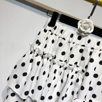 Női széles, fehér, pöttyös szoknya