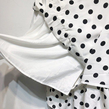 Női széles, fehér, pöttyös szoknya