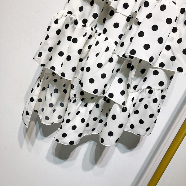 Női széles, fehér, pöttyös szoknya