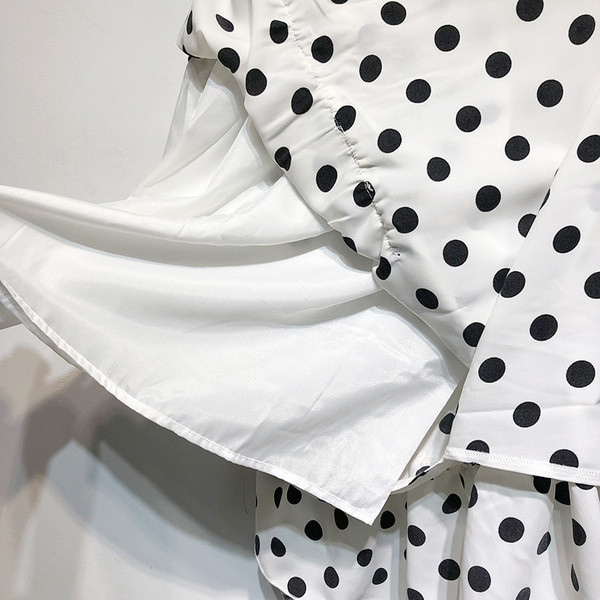 Női széles, fehér, pöttyös szoknya