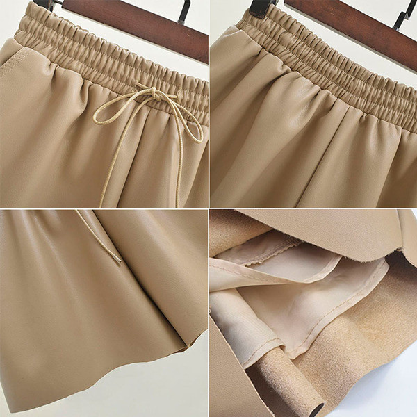 Női bőr rövidnadrág elasztikus derékkal, többféle színben