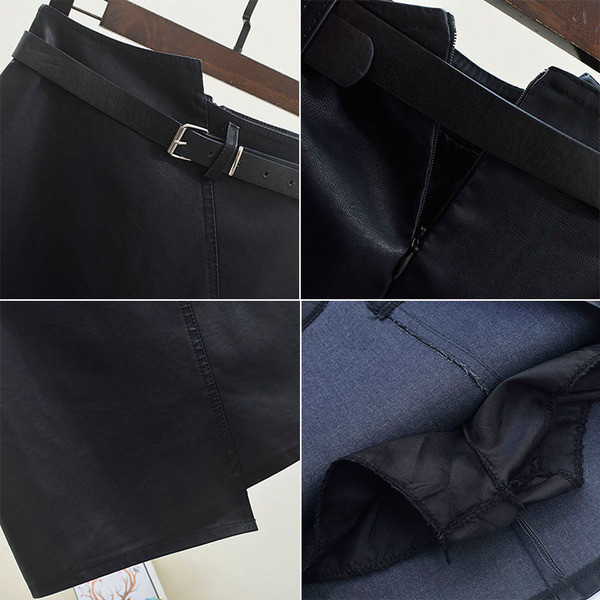 Aktuális női szoknya aszimmetrikus modell fekete színben