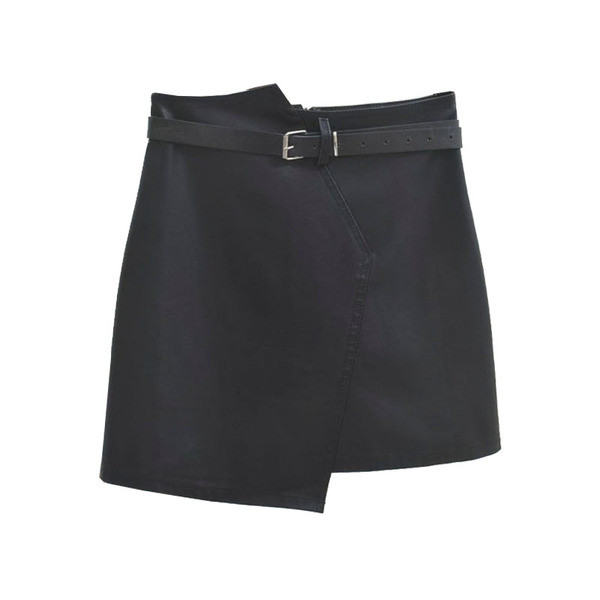 Aktuális női szoknya aszimmetrikus modell fekete színben