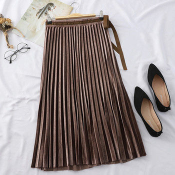 Redős női bársony szoknya derékkötővel több színben