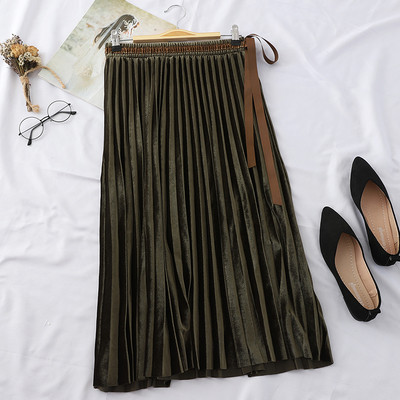 Redős női bársony szoknya derékkötővel több színben