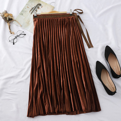 Redős női bársony szoknya derékkötővel több színben