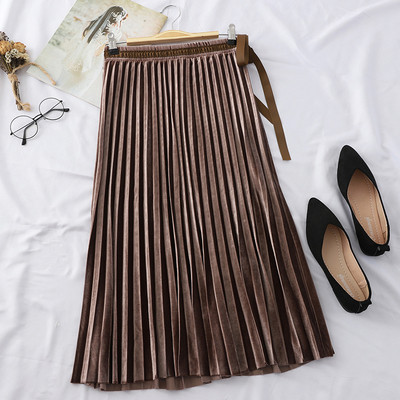 Redős női bársony szoknya derékkötővel több színben