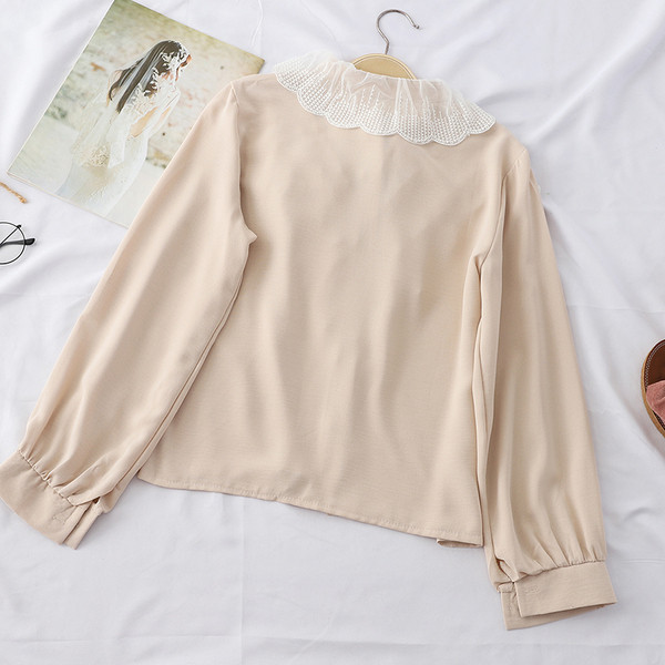 Stílusos női hosszú ujjú ing fekete, fehér és bézs színben