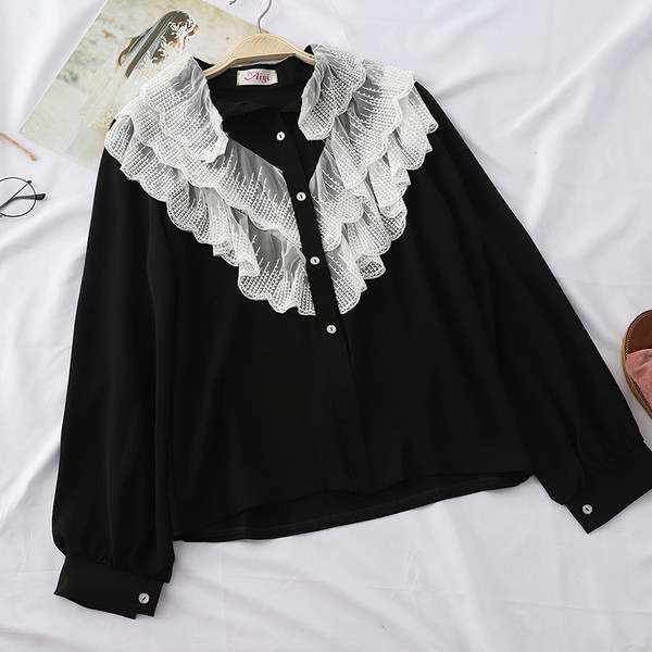 Stílusos női hosszú ujjú ing fekete, fehér és bézs színben