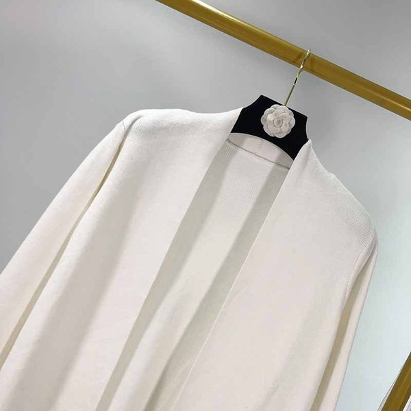 Kapcsolás nélküli hosszú női kardigán, fehér, csipkével